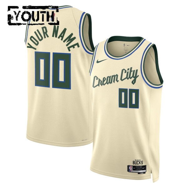 Milwaukee Bucks Trikot Benutzerdefinierte Nike 2025-26 City Edition Weiß Swingman - Kinder Milwaukee Bucks Trikot Benutzerdefinierte Nike 2025-26 City Edition Weiß Swingman - Kinder